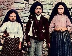Jacinta and Francisco Marto, and their cousin, Lucia dos Santos, aged 7, 9, &10 years old (1917)